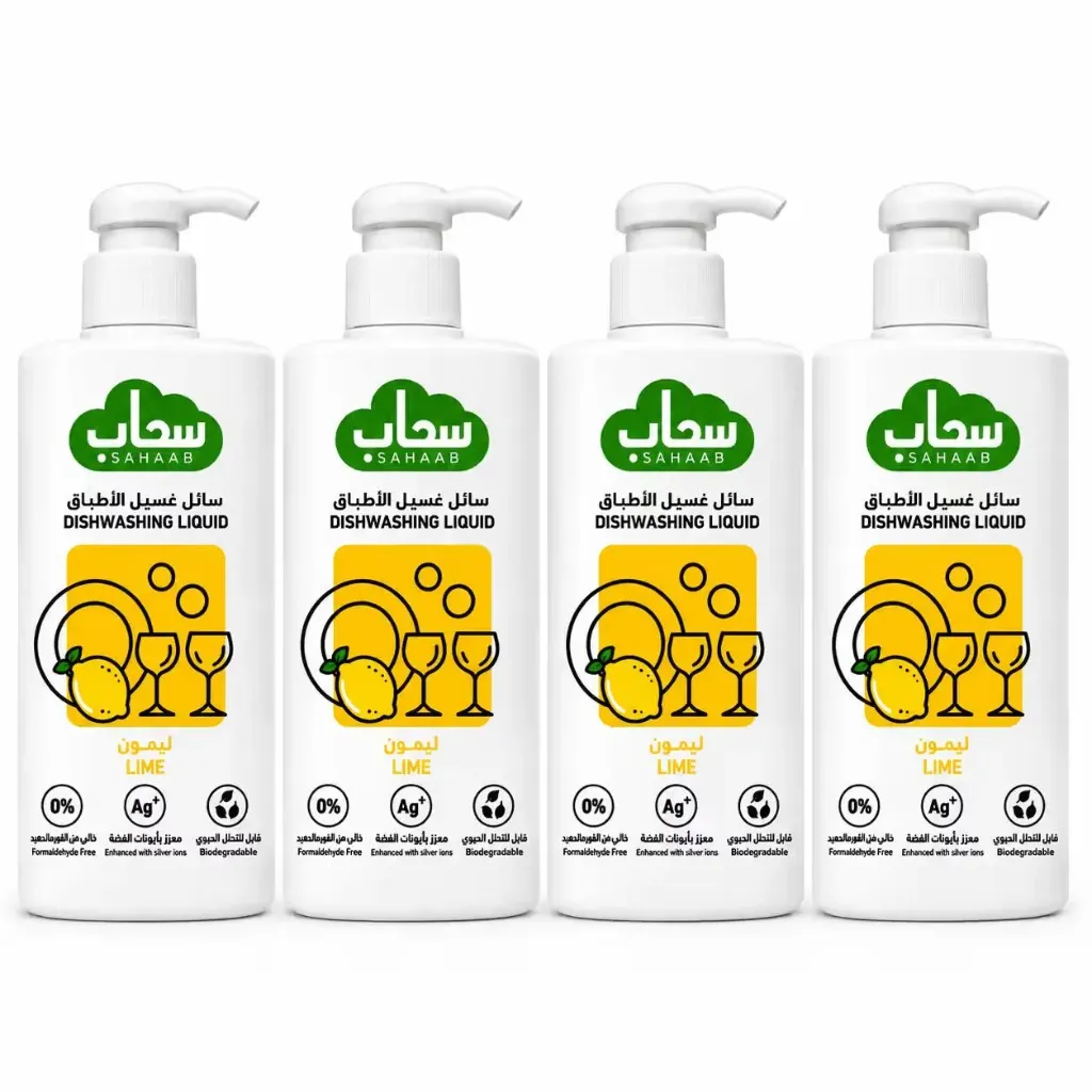 Sahaab Dish Washing Liquid Lime 1 ltr 4 Pcs